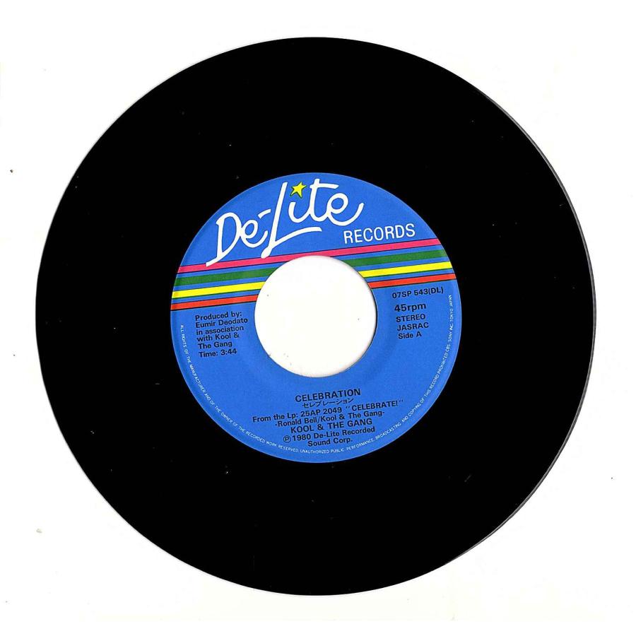 ◆EP/7’’シングルレコード◆Kool & The Gang「Celebration」De-Lite Records 07SP 543　c/w:「Morning Star」　Disco |  | 02