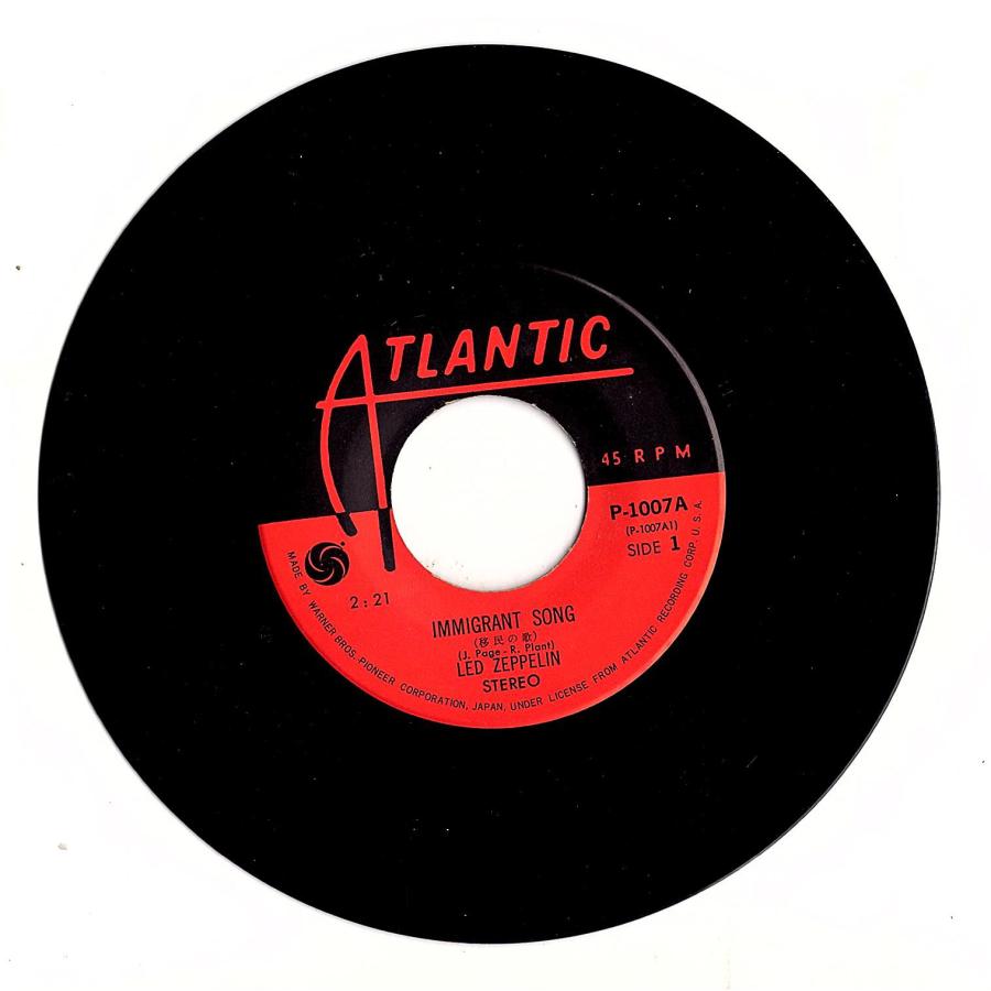 ◆EP/7’’シングルレコード◆Led Zeppelin（レッド・ツェッペリン）「Immigrant Song（移民の歌）」P-1007A　￥400盤 |  | 01