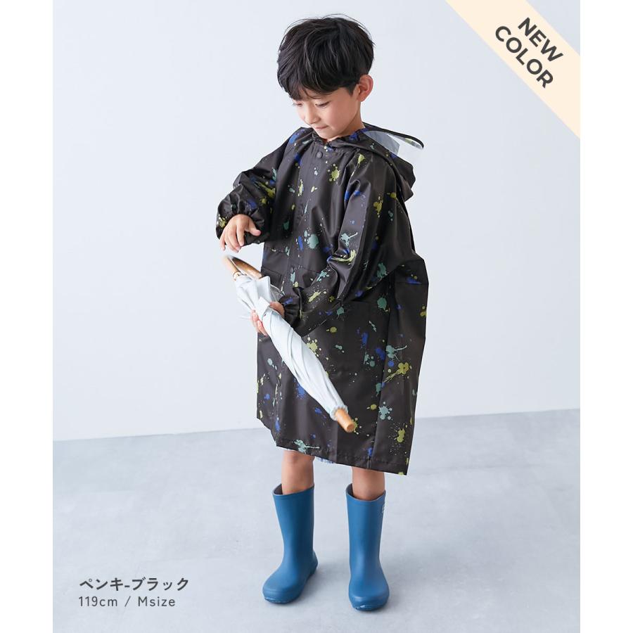 レインウェア 雨具 ランドセル対応 袖丈を調整できる 総柄＆バイカラーレインコート(リフレクター付き) キッズ ベビー服 男の子 女の子  デビロック devirock | devirock | 21