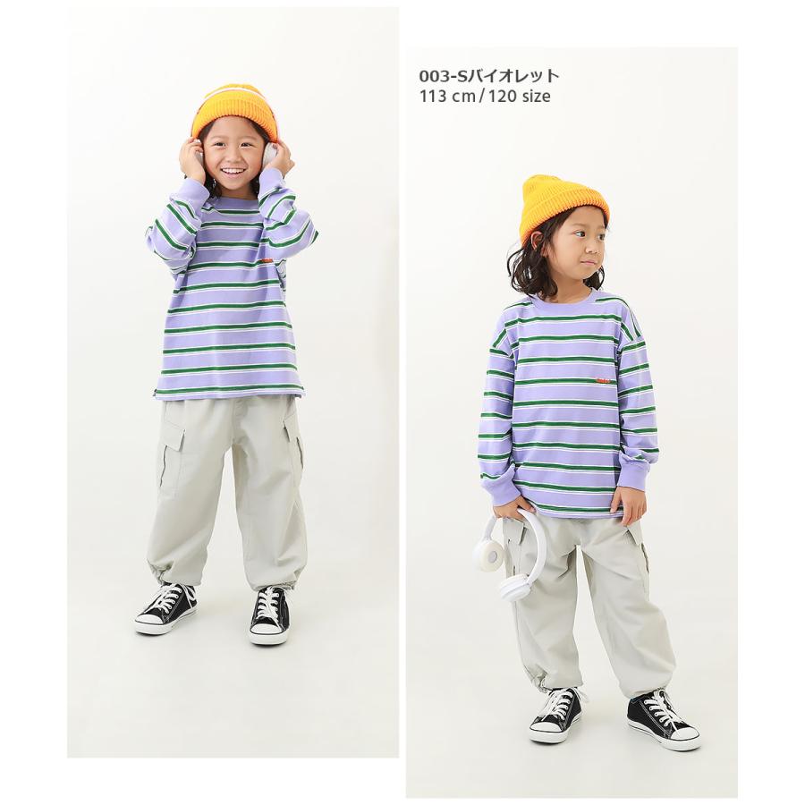 子供服 ビッグシルエット マルチボーダーTシャツキッズ 男の子 トップス 長袖Tシャツ ロンT デビロック devirock｜devirockstore｜10