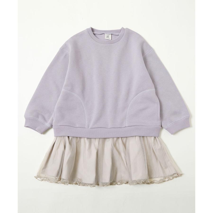 長袖ワンピース ワンピース ふんわり裾チュール 裏起毛 ワンピース キッズ ベビー服 子供服 女の子  デビロック devirock | devirock | 21