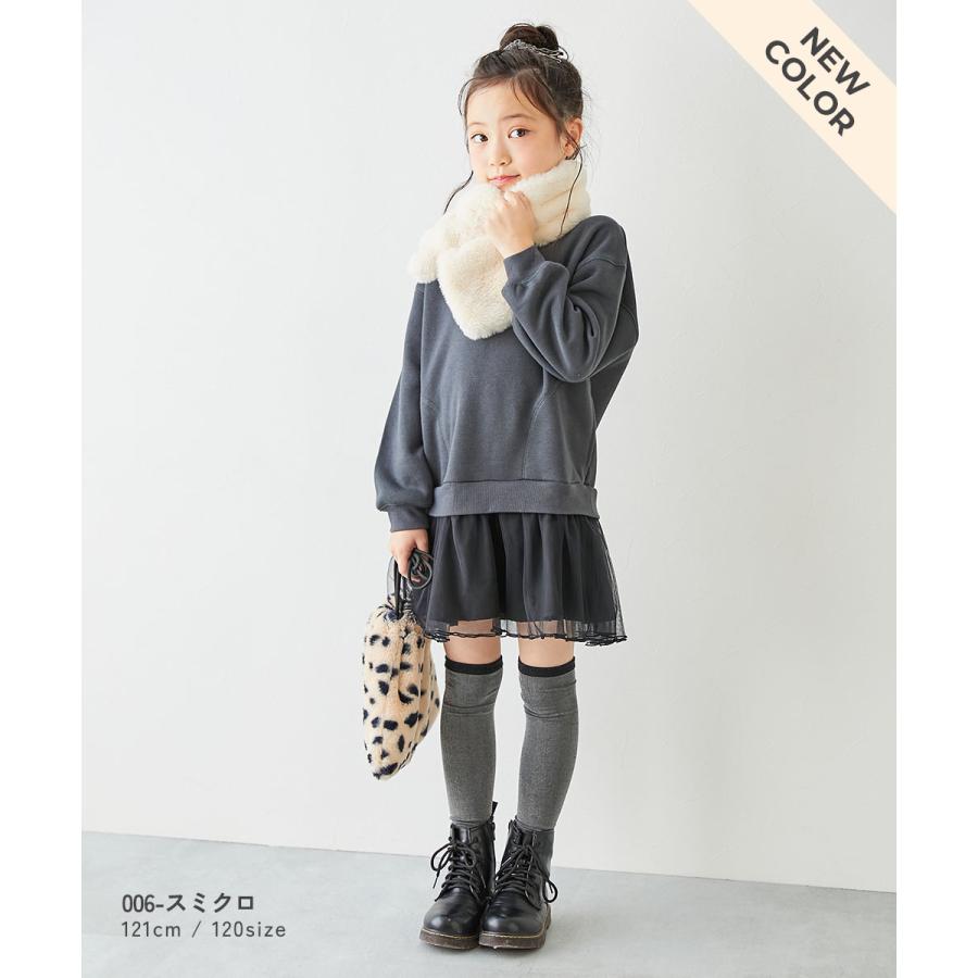 長袖ワンピース ワンピース ふんわり裾チュール 裏起毛 ワンピース キッズ ベビー服 子供服 女の子  デビロック devirock | devirock | 14