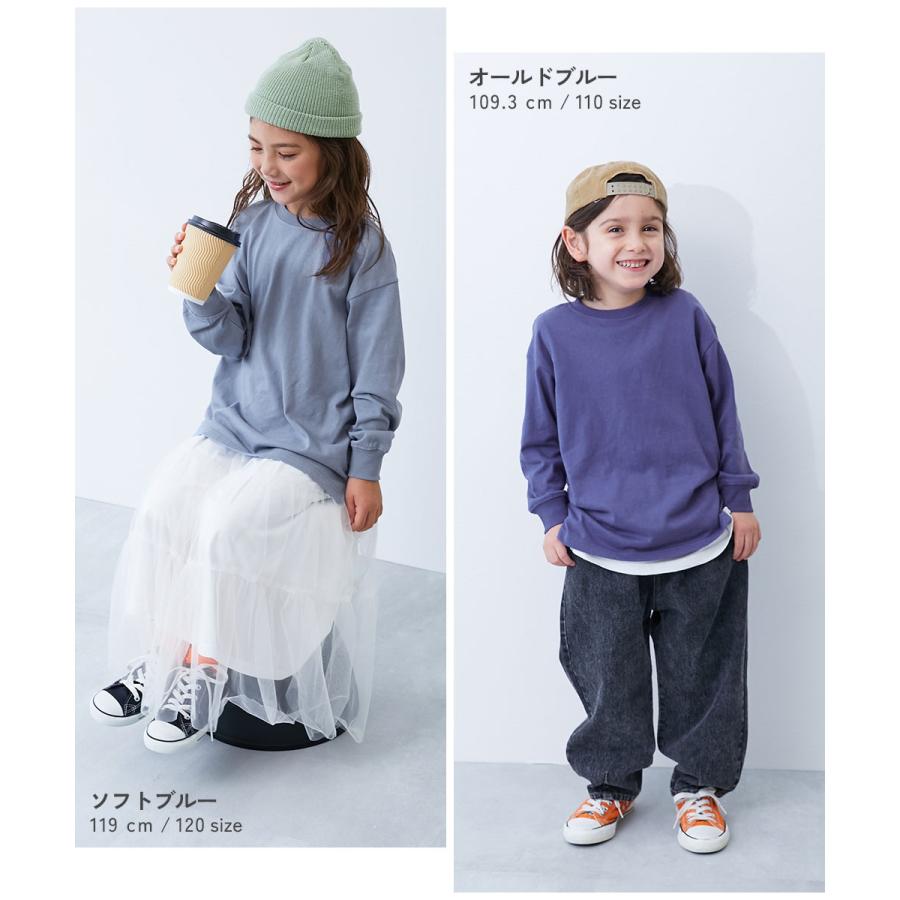 ロンT トップス 綿100% お洗濯してもよれにくい 無地 ビッグシルエット 袖リブ 長袖Tシャツ キッズ ベビー服 子供服 男の子 女の子  デビロック devirock | devirock | 35