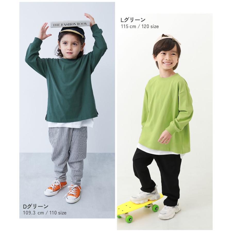 ロンT トップス 綿100% お洗濯してもよれにくい 無地 ビッグシルエット 袖リブ 長袖Tシャツ キッズ ベビー服 子供服 男の子 女の子  デビロック devirock | devirock | 36