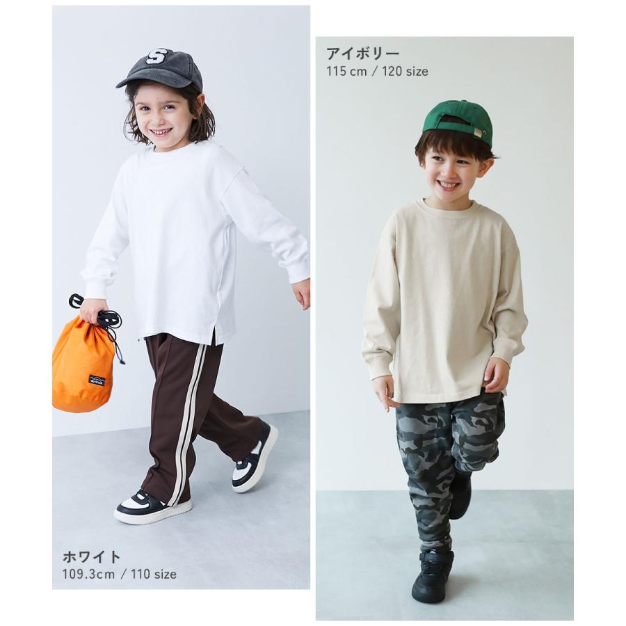 ロンT トップス 綿100% お洗濯してもよれにくい 無地 ビッグシルエット 袖リブ 長袖Tシャツ キッズ ベビー服 子供服 男の子 女の子  デビロック devirock | devirock | 31