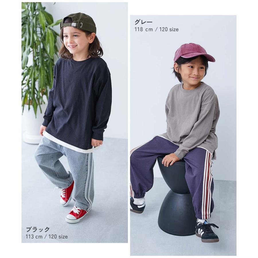 ロンT トップス 綿100% お洗濯してもよれにくい 無地 ビッグシルエット 袖リブ 長袖Tシャツ キッズ ベビー服 子供服 デビロック devirock 26ss_親子リンク | devirock | 32