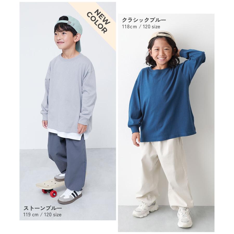 ロンT トップス 綿100% お洗濯してもよれにくい 無地 ビッグシルエット 袖リブ 長袖Tシャツ キッズ ベビー服 子供服 男の子 女の子  デビロック devirock | devirock | 34