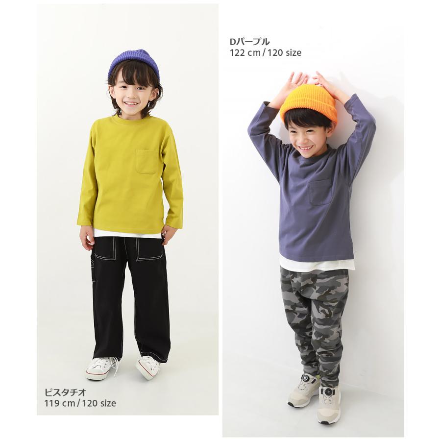 子供服 無地 ポケット付き クルーネック 長袖Tシャツキッズ ベビー 男の子 女の子 トップス 長袖Tシャツ ロンT デビロック devirock｜devirockstore｜21