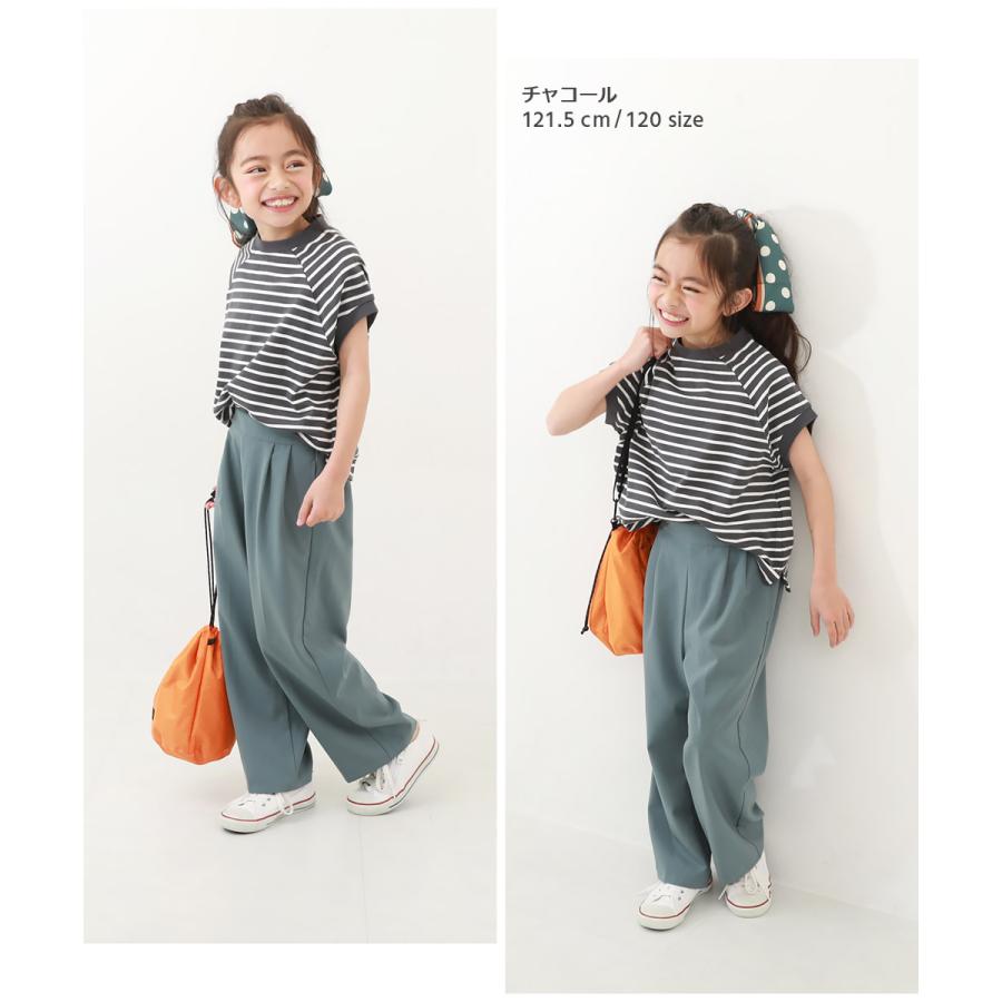 devirock 子供服 モックネック先染め ボーダー半袖Tシャツキッズ