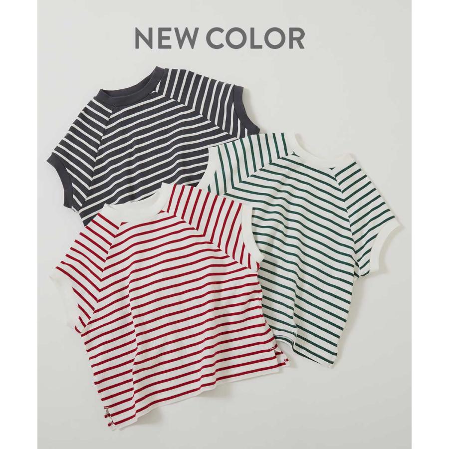 先染めボーダー 半袖モックネック 071632021 モックネック先染め ボーダー半袖Tシャツ 子供服[品番