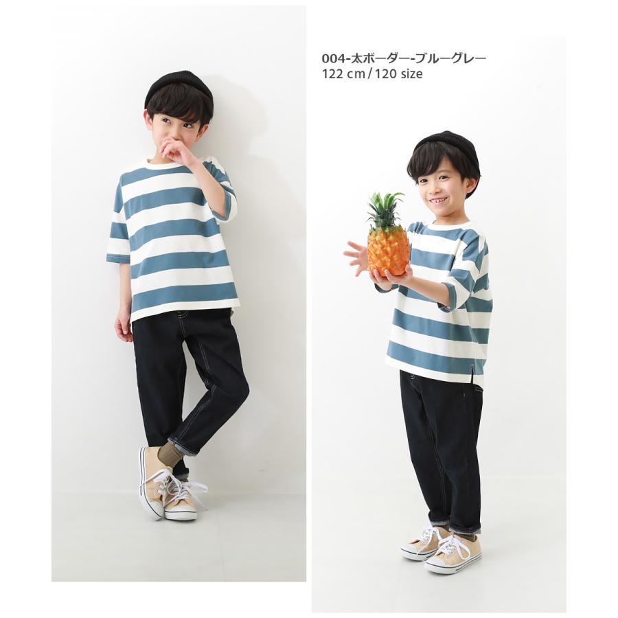 子供服 ボーダーゆるっとTシャツキッズ ベビー 男の子 女の子 トップス 半袖Tシャツ Tシャツ デビロック devirock｜devirockstore｜16