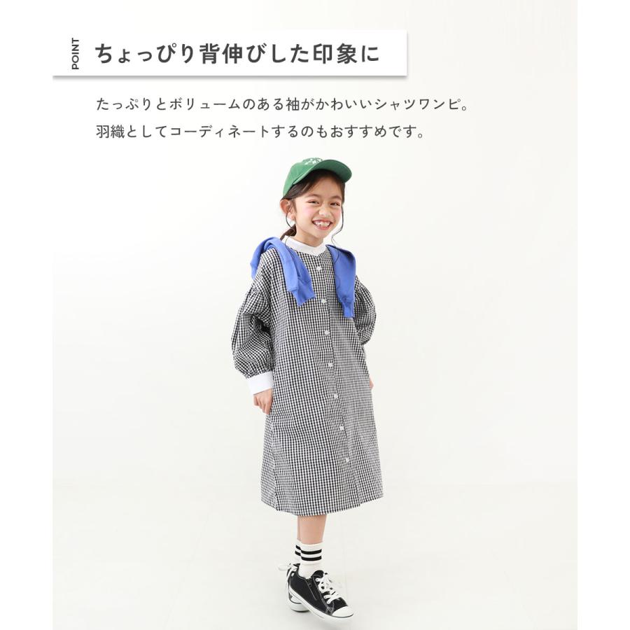 長袖ワンピース ワンピース 2WAY ボリュームスリーブ ストライプシャツワンピース キッズ 子供服 女の子  デビロック devirock | devirock | 05