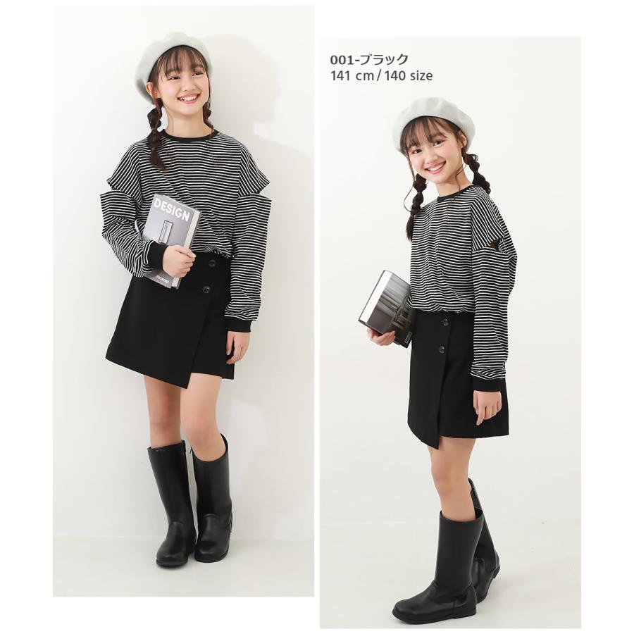 子供服 カットアウト ドロップショルダー ボーダー長袖Tシャツキッズ 女の子 トップス 長袖Tシャツ ロンT デビロック devirock｜devirockstore｜10