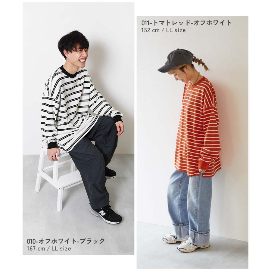 ロンT トップス 綿100% お洗濯してもよれにくい ビッグシルエット 袖リブ 大人 ボーダー 長袖Tシャツ キッズ 子供服 男の子 女の子  デビロック devirock | devirock | 29