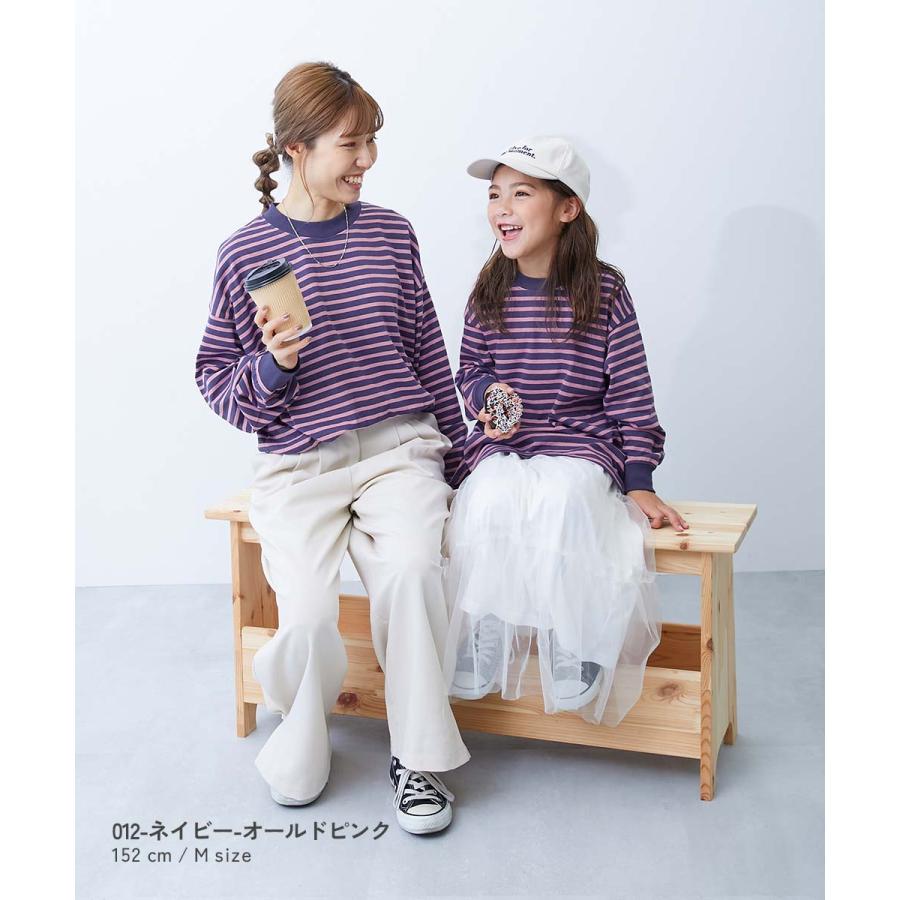 ロンT トップス 綿100% お洗濯してもよれにくい ビッグシルエット 袖リブ 大人 ボーダー 長袖Tシャツ キッズ 子供服 男の子 女の子  デビロック devirock | devirock | 30