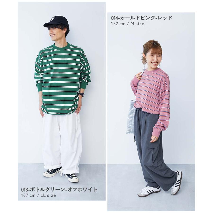 ロンT トップス 綿100% お洗濯してもよれにくい ビッグシルエット 袖リブ 大人 ボーダー 長袖Tシャツ キッズ 子供服 男の子 女の子  デビロック devirock | devirock | 31