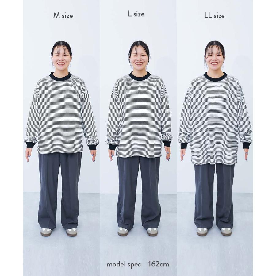 リンクコーデ 親子コーデ おそろい  耐久 親子リンク 綿100% お洗濯してもよれにくい ビッグシルエット 袖リブ 大人 ボーダー 長袖Tシャツ デビロック devirock | devirock | 36