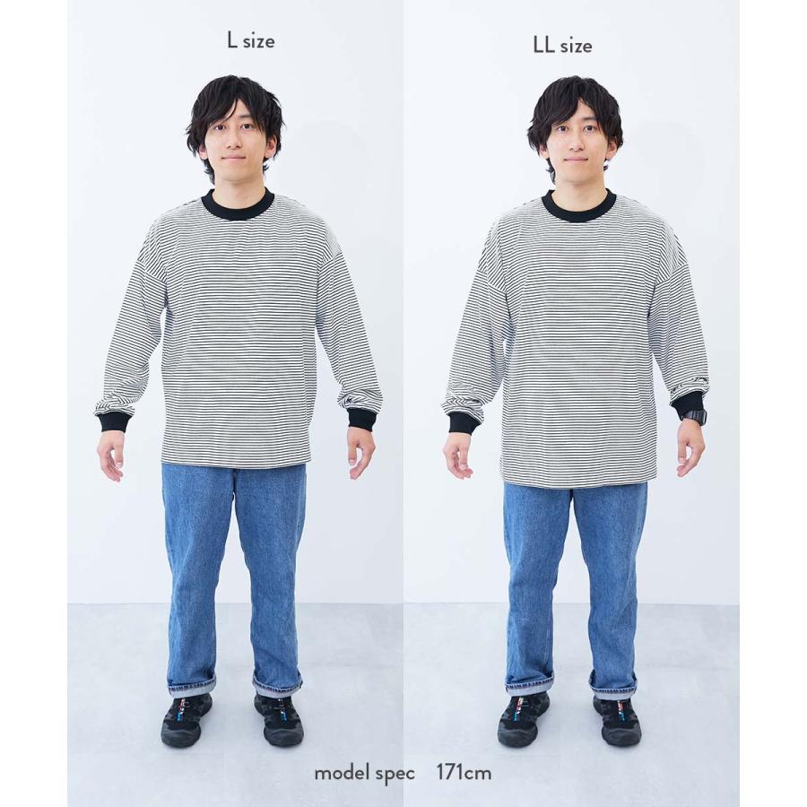 リンクコーデ 親子コーデ おそろい  耐久 親子リンク 綿100% お洗濯してもよれにくい ビッグシルエット 袖リブ 大人 ボーダー 長袖Tシャツ デビロック devirock | devirock | 37