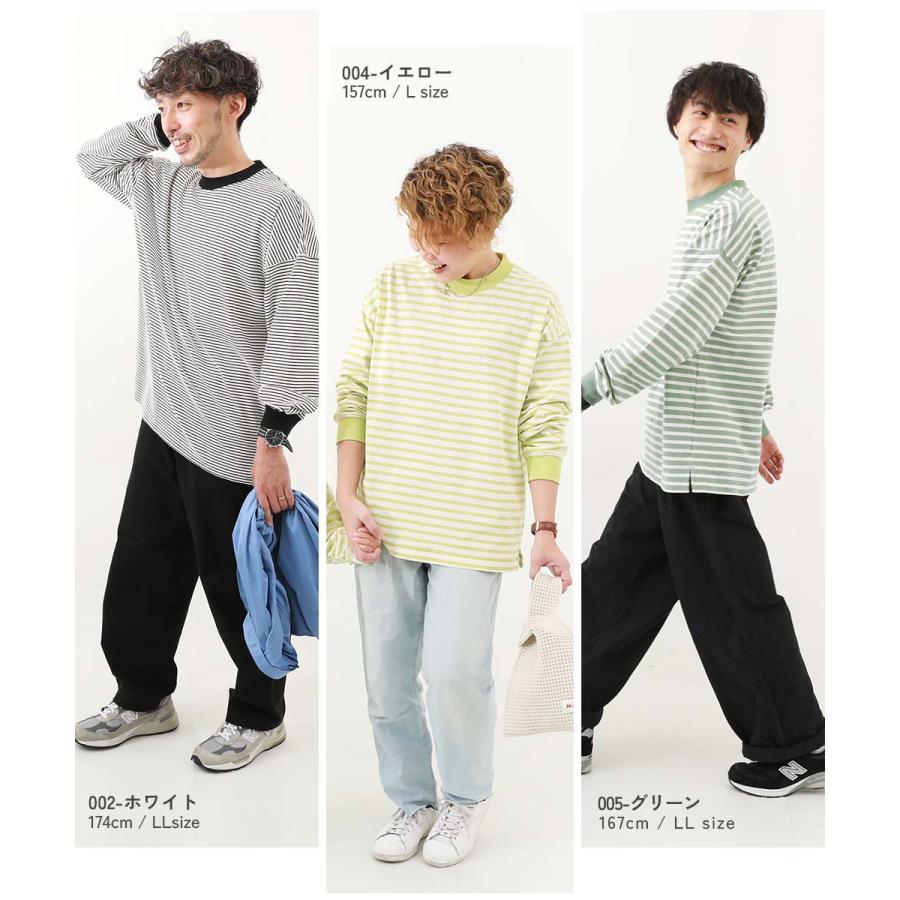 リンクコーデ 親子コーデ おそろい  耐久 親子リンク 綿100% お洗濯してもよれにくい ビッグシルエット 袖リブ 大人 ボーダー 長袖Tシャツ デビロック devirock | devirock | 26