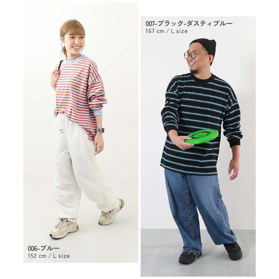 ロンT トップス 綿100% お洗濯してもよれにくい ビッグシルエット 袖リブ 大人 ボーダー 長袖Tシャツ キッズ 子供服 男の子 女の子  デビロック devirock | devirock | 27