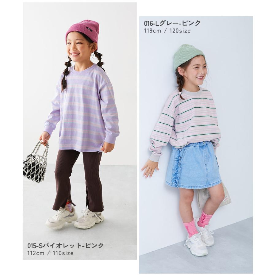 ロンT トップス 綿100% お洗濯してもよれにくい ビッグシルエット 袖リブ ボーダー 長袖Tシャツ キッズ ベビー服 子供服 男の子 女の子  デビロック devirock | devirock | 29