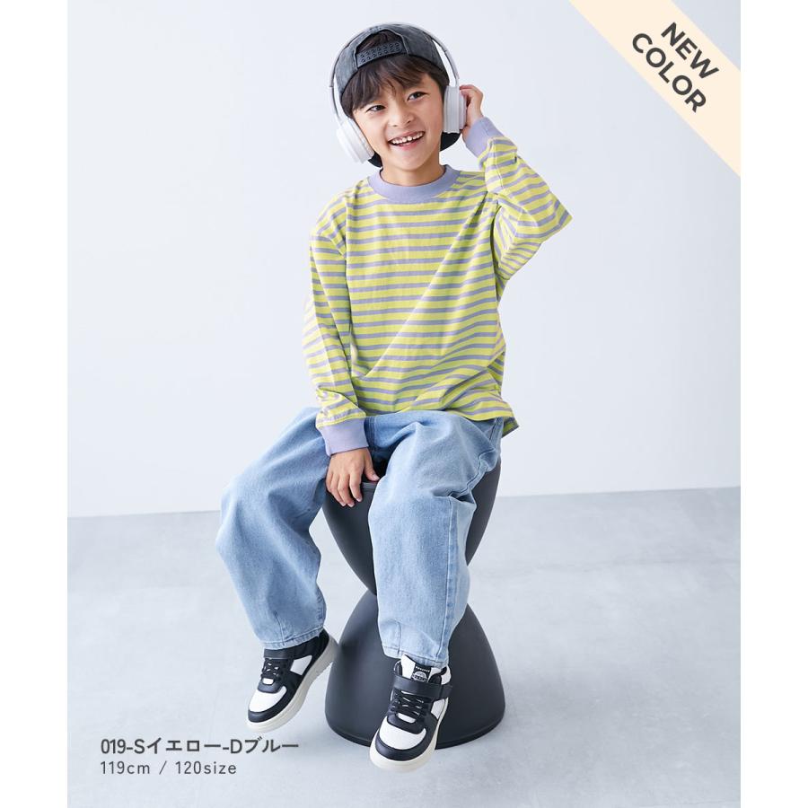 ロンT トップス 綿100% お洗濯してもよれにくい ビッグシルエット 袖リブ ボーダー 長袖Tシャツ キッズ ベビー服 子供服 男の子 女の子  デビロック devirock | devirock | 31