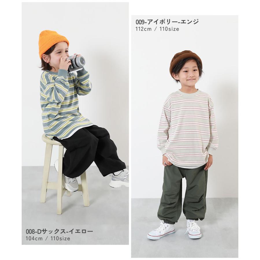 ロンT トップス 綿100% お洗濯してもよれにくい ビッグシルエット 袖リブ ボーダー 長袖Tシャツ キッズ ベビー服 子供服 男の子 女の子  デビロック devirock | devirock | 25