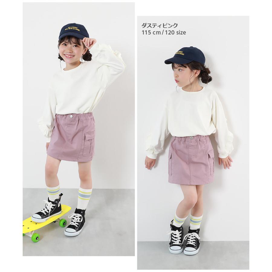 子供服 インパンツ付き カーゴ ミニスカートキッズ 女の子 ボトムス スカート スカッツ インナーパンツ付ミニスカート デビロック 25ss_ガールズトレンド | devirock | 10