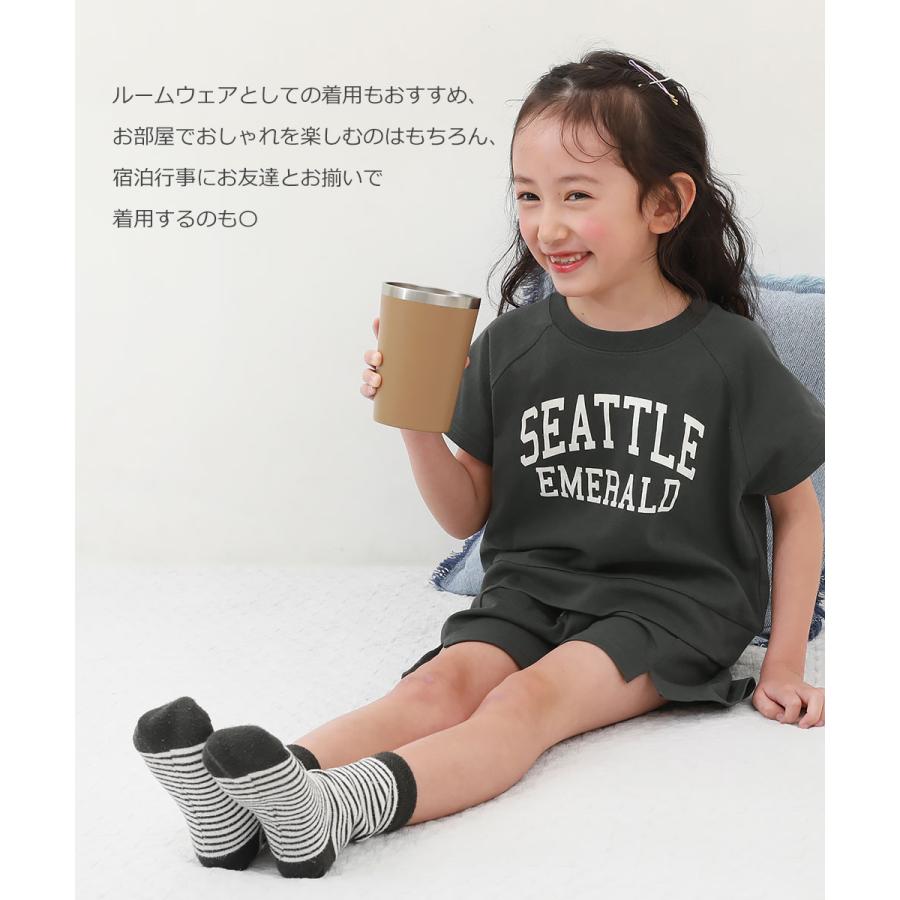 子供服 【普段着でもルームウェアでも】カレッジロゴ半袖セットアップキッズ 女の子 ルームウェア 半袖ルームウェア パジャマ デビロック devirock｜devirockstore｜08