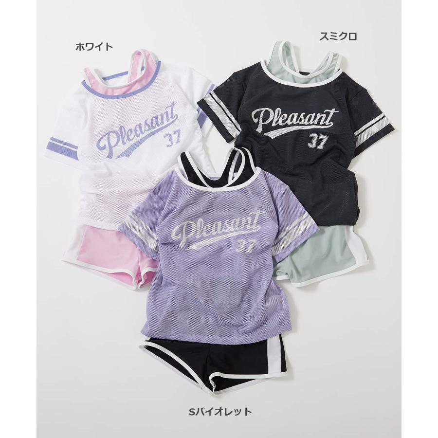 devirock 子供服 メッシュTシャツ付き 3Pセパレート水着キッズ