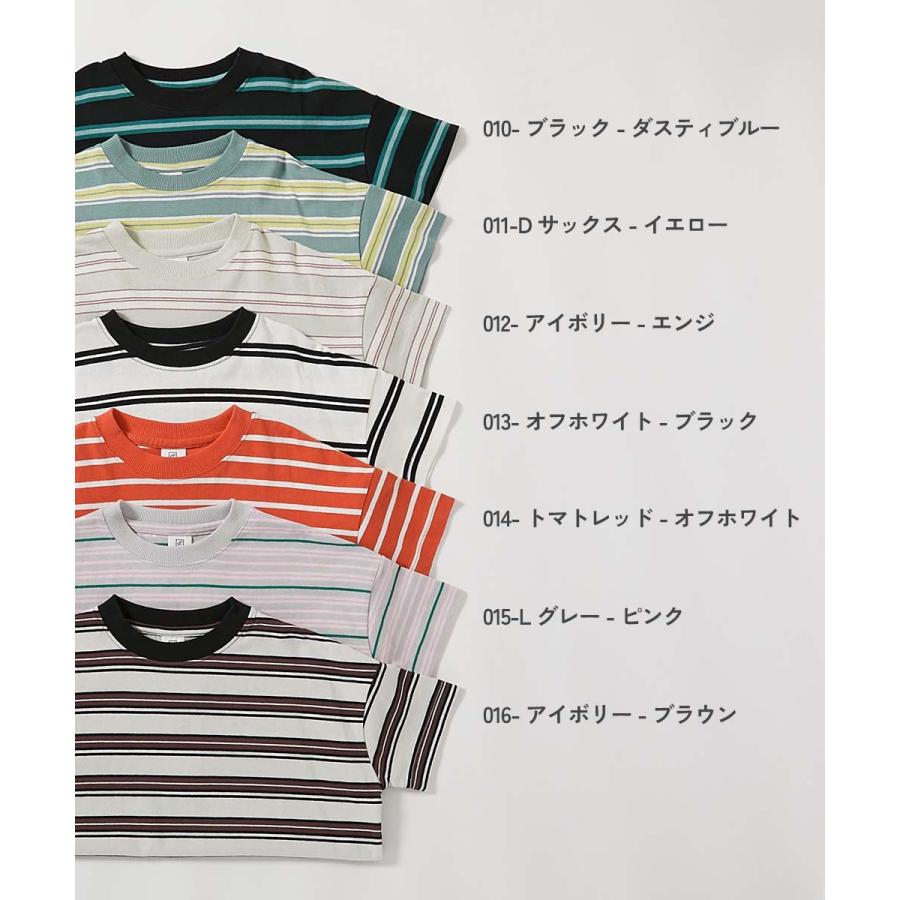 リンクコーデ 親子コーデ おそろい リンク 耐久 Tシャツ トップス 綿100% お洗濯してもよれにくい ビッグシルエット 大人 ボーダー 半袖Tシャツ devirock | devirock | 17