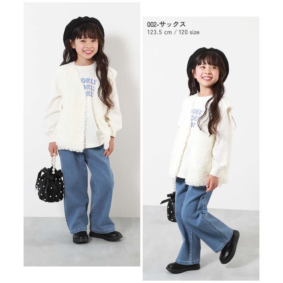 デニムパンツ ロングパンツ 長ズボン ボトムス ストレッチデニム ワイドパンツ キッズ 子供服 女の子  デビロック devirock | devirock | 10