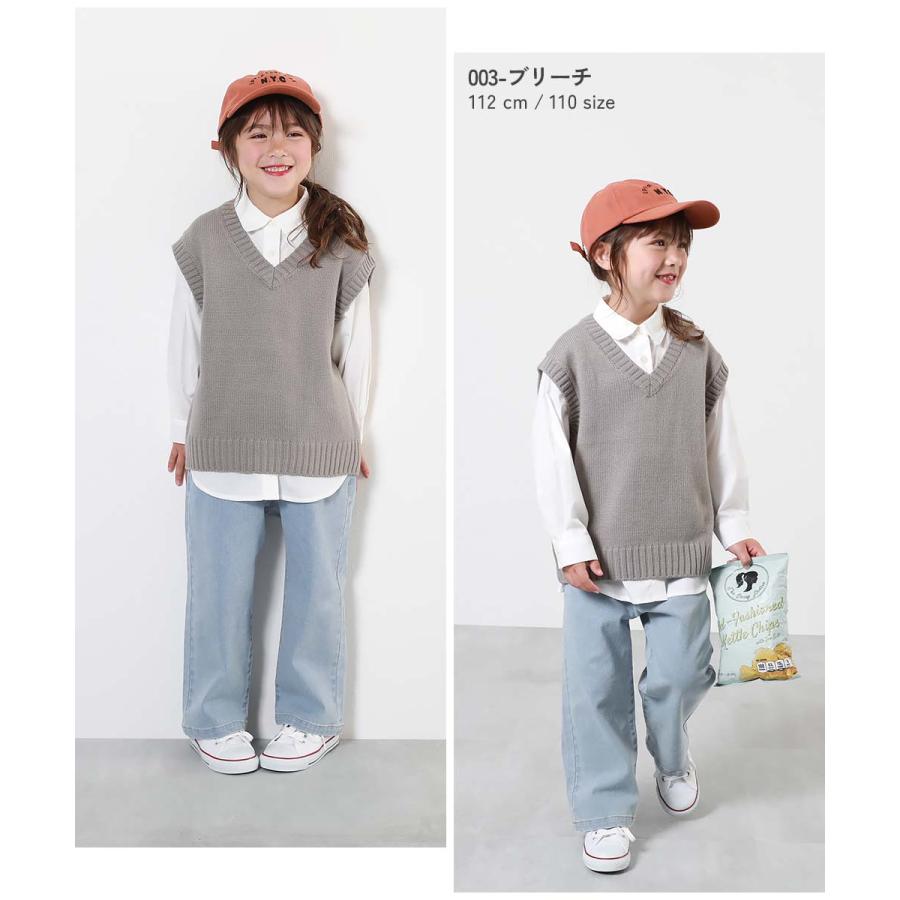 デニムパンツ ロングパンツ 長ズボン ボトムス ストレッチデニム ワイドパンツ キッズ 子供服 女の子  デビロック devirock | devirock | 11