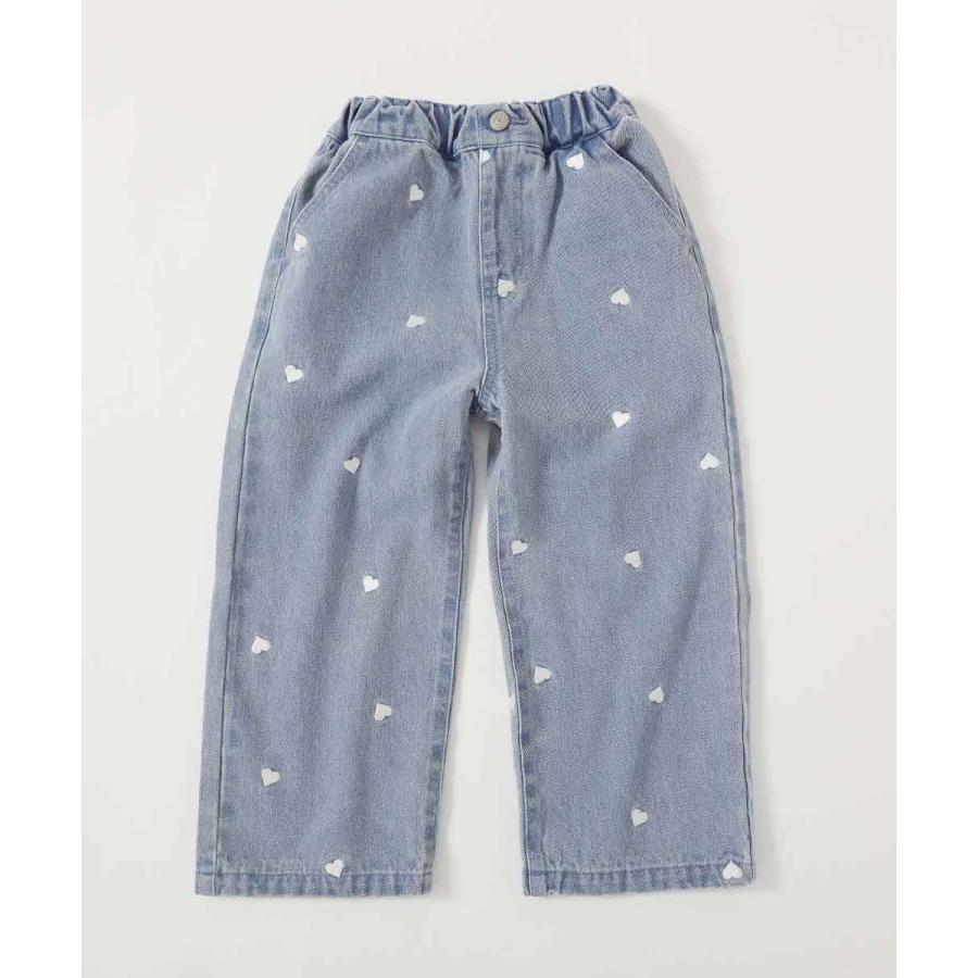 デニムパンツ ロングパンツ 長ズボン ボトムス ハートと花がえらべる 刺繍 デニム ワイドパンツ キッズ 子供服 女の子  デビロック devirock 26ss_girls | devirock | 20