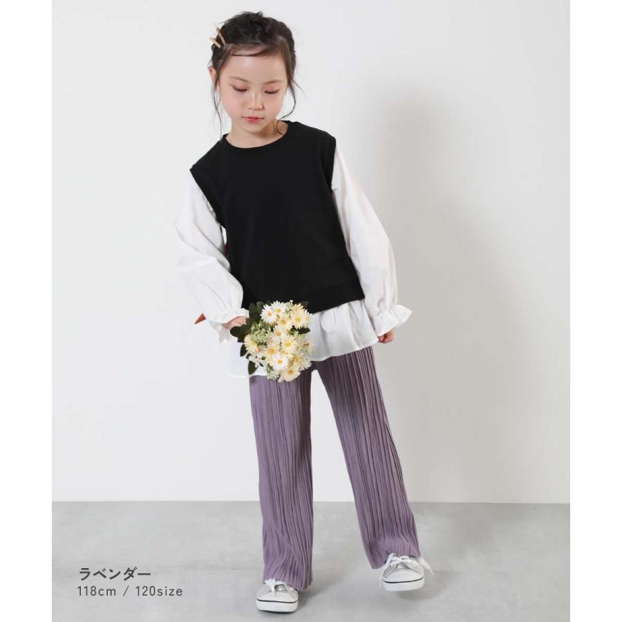 ロングパンツ 長ズボン ボトムス セルフカット プリーツ ワイドパンツ キッズ 子供服 女の子  デビロック devirock | devirock | 10