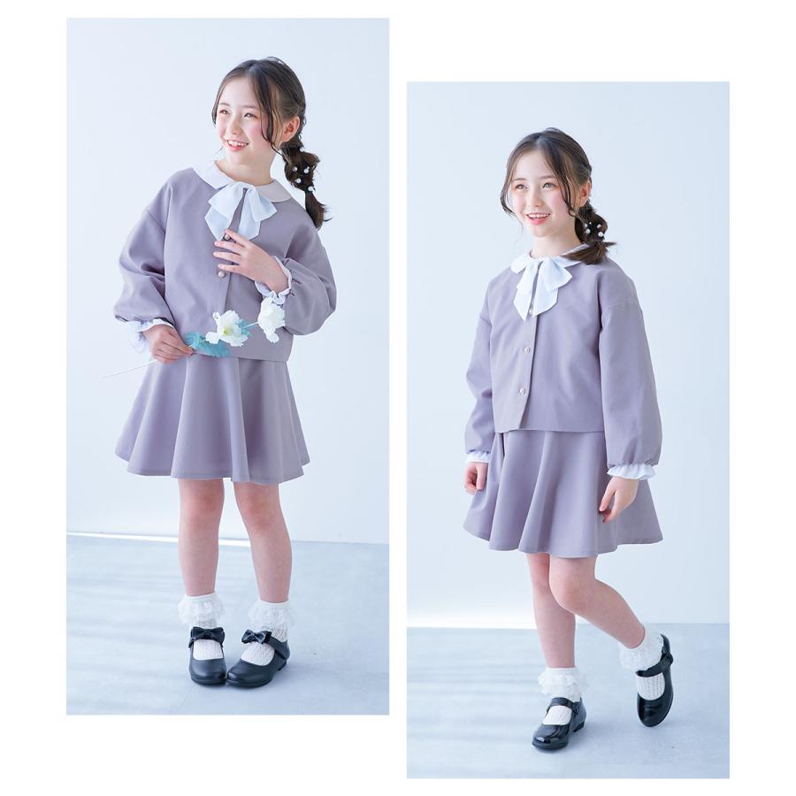 フォーマルスーツ セット フォーマルウェア 入学式 卒業式 入園式 卒園式 結婚式 発表会 七五三 フォーマル ガールズノーカラー 無地セットアップ キッズ | devirock | 17