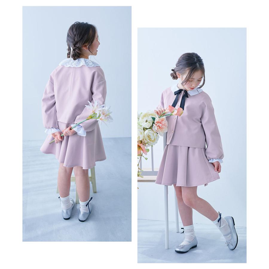 フォーマルスーツ セット フォーマルウェア 入学式 卒業式 入園式 卒園式 結婚式 発表会 七五三 フォーマル ガールズノーカラー 無地セットアップ キッズ | devirock | 21