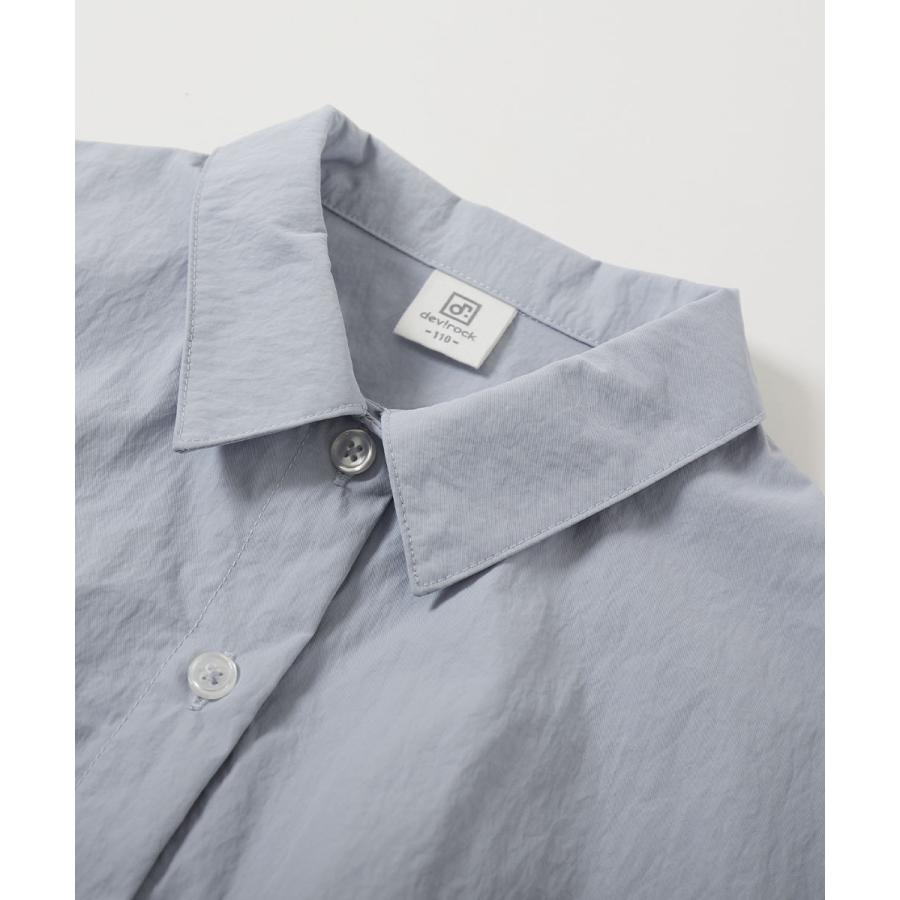 シャツ ブラウス 前開き トップス 裾ギャザー クロップド丈 ナイロンシャツジャケット キッズ 子供服 女の子  デビロック devirock | devirock | 08