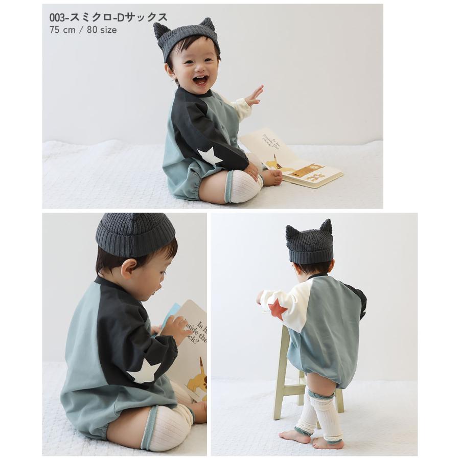 子供服 綿100%  エルボーパッチ スウェットロンパースキッズ 男の子 女の子 カバーオール ロンパース 出産祝い デビロック devirock | devirock | 09