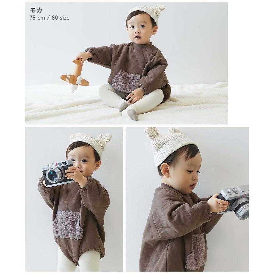 子供服 ニットキルト ボアポケットロンパースキッズ 男の子 女の子 カバーオール ロンパース 出産祝い デビロック devirock | devirock | 09