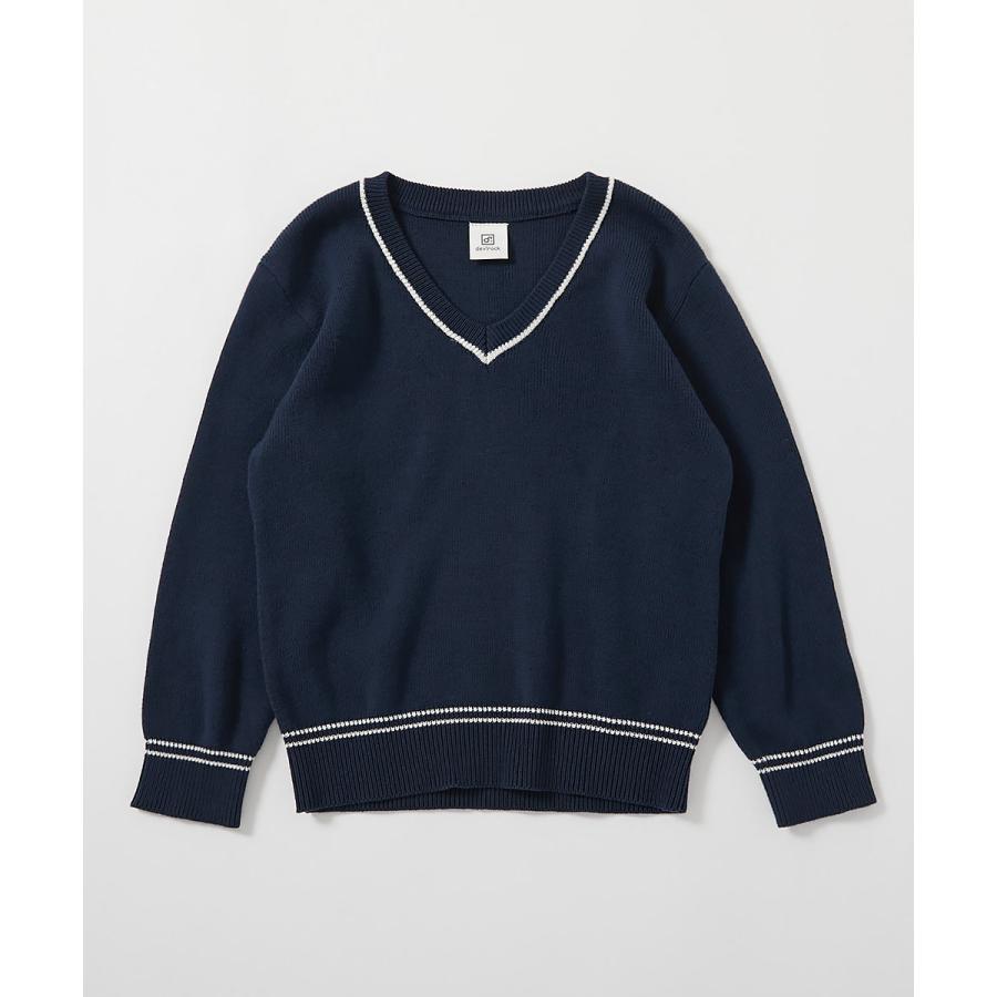 綿100％ 洗える スクールニット Vネック プルオーバー キッズ 子供服 男の子 女の子  デビロック devirock | devirock | 19