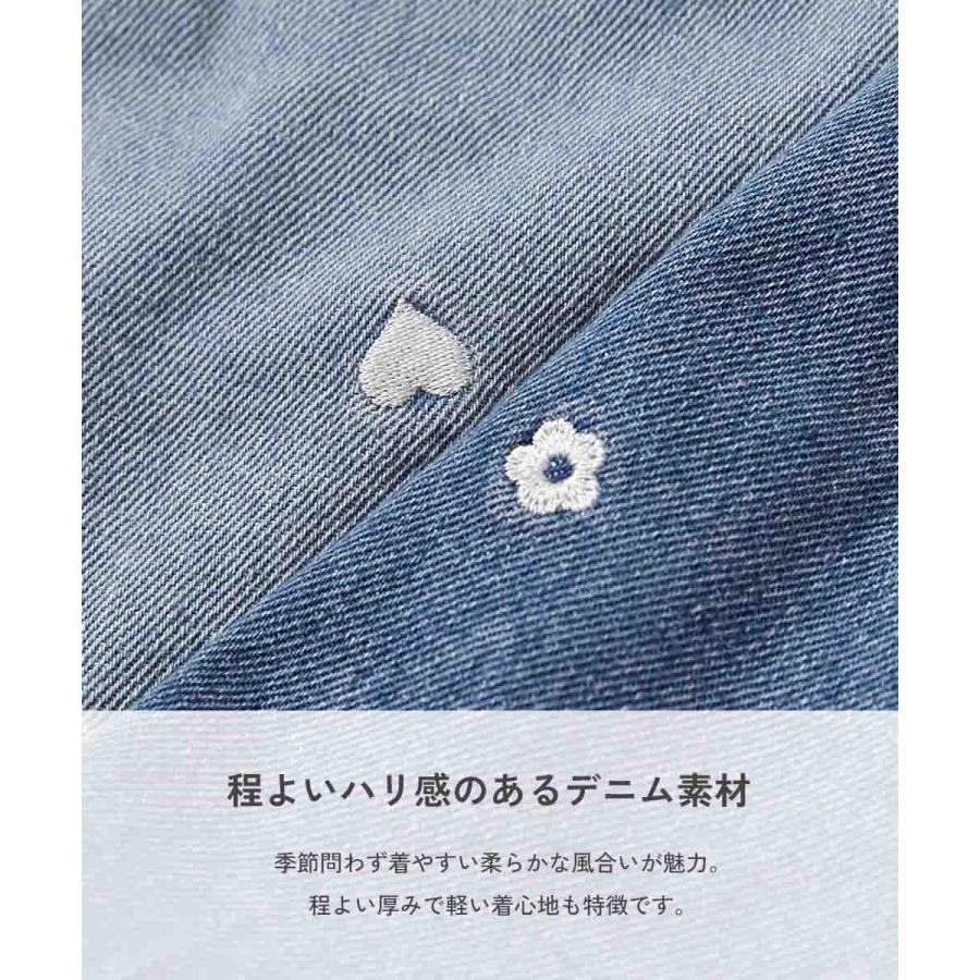 半ズボン デニムパンツ ハーフパンツ ショートパンツ ボトムス ハートと花がえらべる 刺繍 デニム ショートパンツ devirock 26summer_girls | devirock | 06