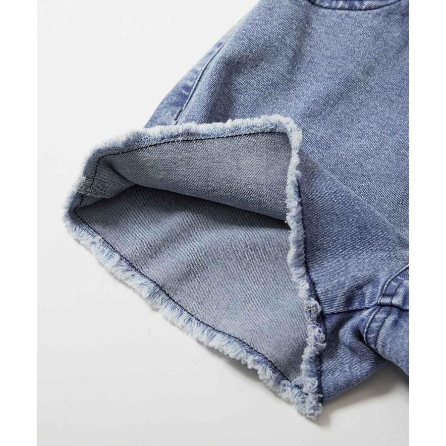 デニムパンツ ハーフパンツ ボトムス ストレッチデニム ケミカルウォッシュ 裾フリンジ ショートパンツ キッズ 爆買 26summer_girls | devirock | 14