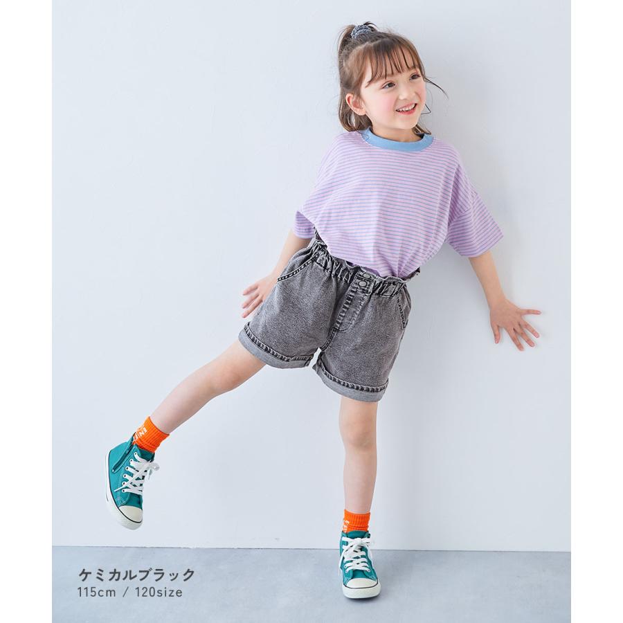 デニムパンツ ハーフパンツ 短パン ボトムス ストレッチデニム ハイウエスト フリルショートパンツ キッズ デビロック 26summer_girls | devirock | 08