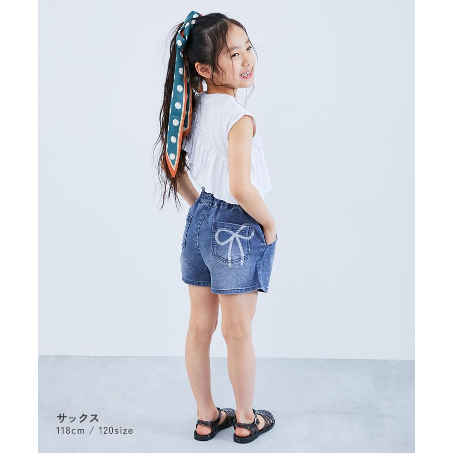 ハーフパンツ ショートパンツ ボトムス 楽デニム リボンデザインショートパンツ キッズ 子供服 女の子  デビロック devirock 25ss_ガールズトレンド | devirock | 08