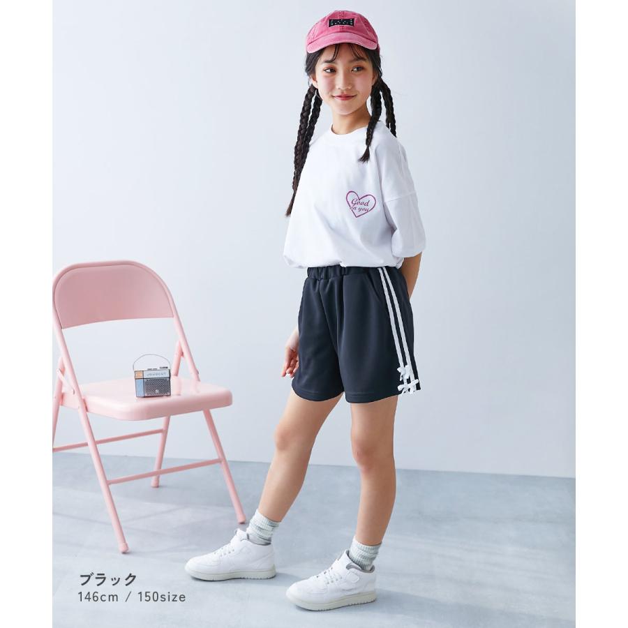 ウエストゴム リボン ハーフパンツ ボトムス リボン付き サイドラインショートパンツ キッズ デビロック devirock 26summer_girls | devirock | 09