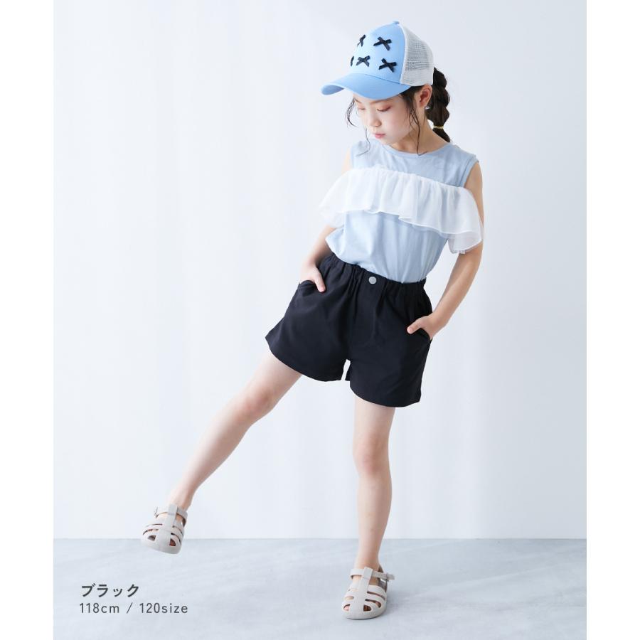 ハーフパンツ ショートパンツ ボトムス 【インしてもかわいい】よくばりストレッチ ツイル ボタン付き ショートパンツ キッズ 子供服 25ss_ガールズトレンド | devirock | 09