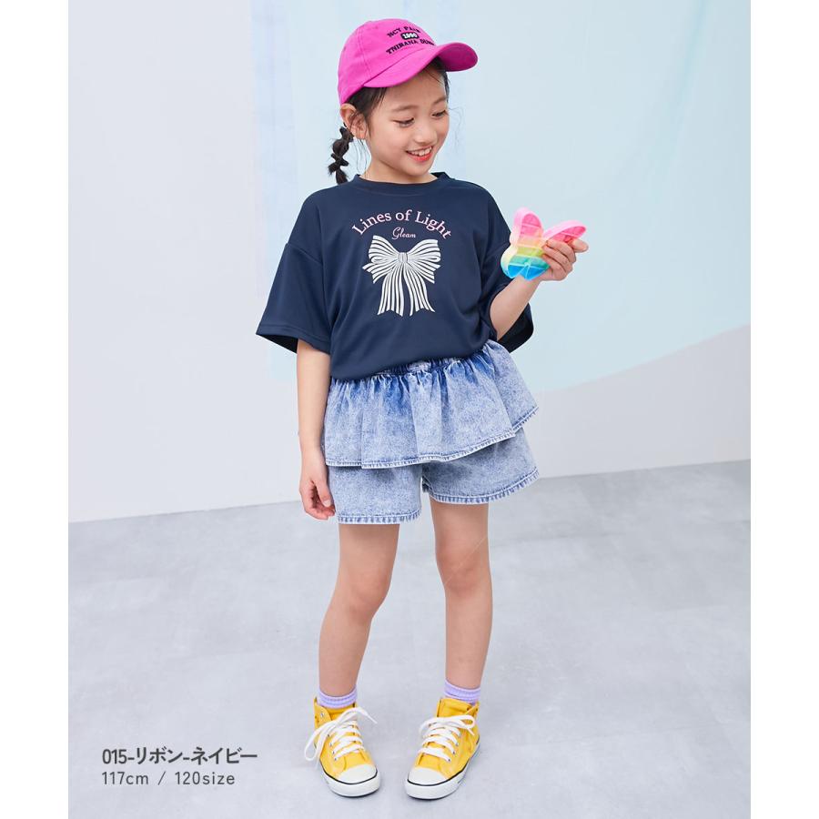 ロゴ プリント 速乾 トップス 【涼感 サラッとメッシュ】× デビラボ ガールズ プリント 半袖Tシャツ キッズ デビロック 26summer_girls heatstroke | devirock | 31