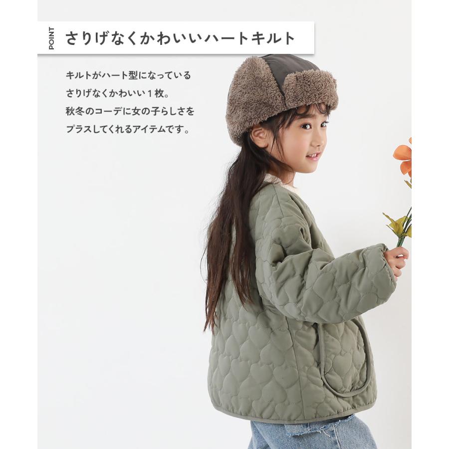 ダウンジャケット コート アウター ジャケット 洗える ハートキルティング 裏あったかボアジャケット キッズ 子供服 女の子  デビロック devirock | devirock | 05