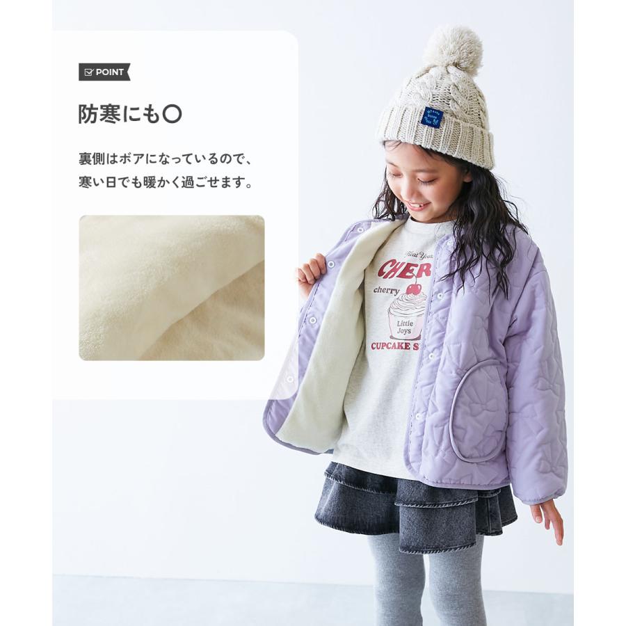 通学 上着 裏ボア 防寒 洗濯可 洗える ハートとリボンがえらべる キルティング 裏ボア あったかジャケット キッズ 子供服 女の子  デビロック devirock | devirock | 08